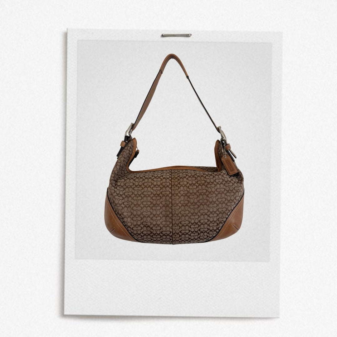 COACH 2003 SIGNATURE CRESCENT SHOULDER BAG