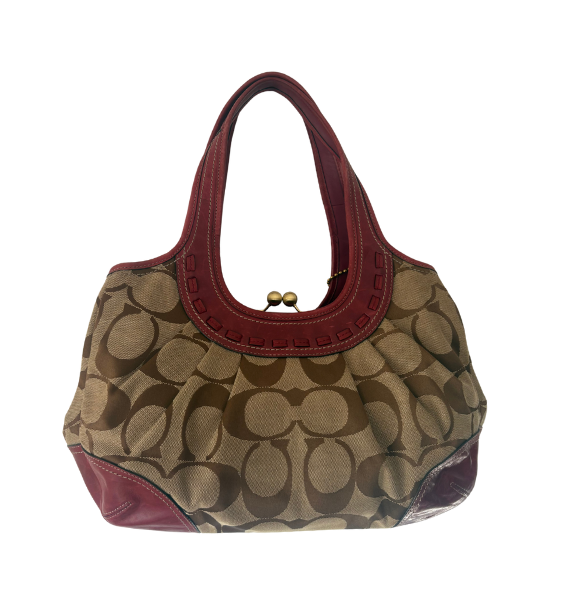 COACH 2008 ERGO PLEATED SIGNATURE KISS-LOCK BAG