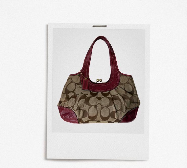 COACH 2008 ERGO PLEATED SIGNATURE KISS-LOCK BAG